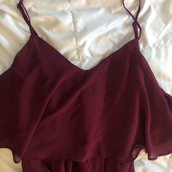 Lulu’s Burgundy Flowing Maxie Bridesmaid Dress - Picture 3 of 5